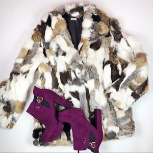 Vintage multicolored fur coat